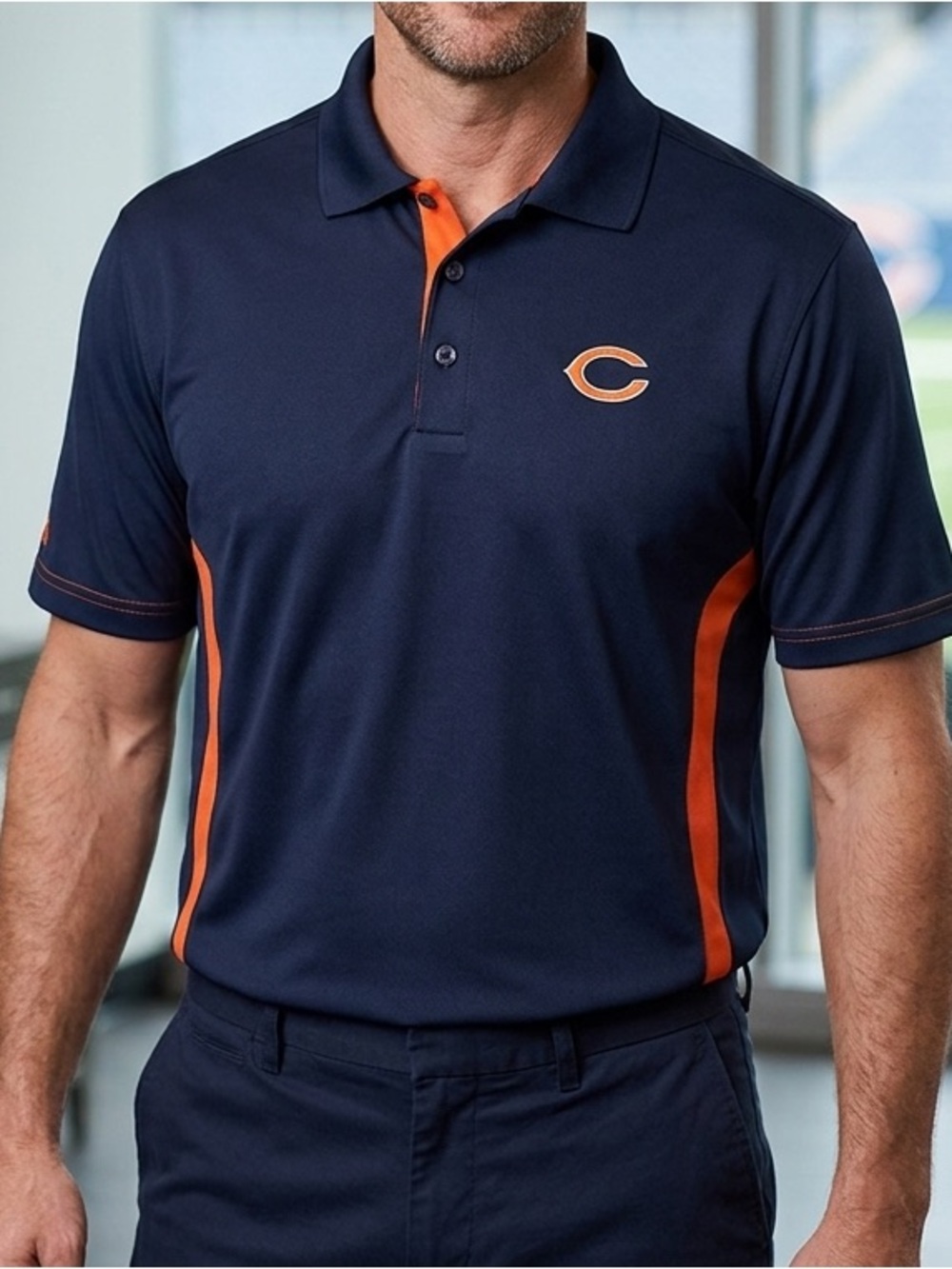 Antigua Chicago Bears Polo Shirt XL Navy NFL Golf Performance